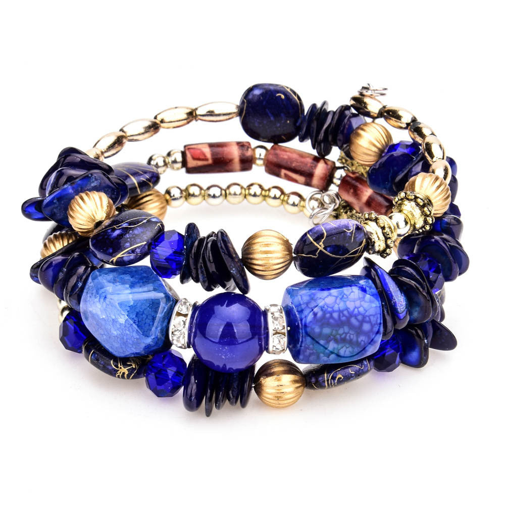 Bracelet en perles turquoise colorées et naturelles pour femme, bracelet multicouche - LUXARAH