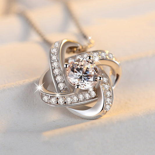 Collier en argent sterling 925 pour femme, pendentif cœur éternel, mosaïque de zircons, cadeau