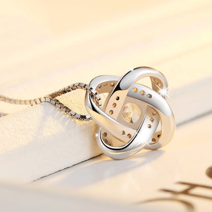 Collier en argent sterling 925 pour femme, pendentif cœur éternel, mosaïque de zircons, cadeau
