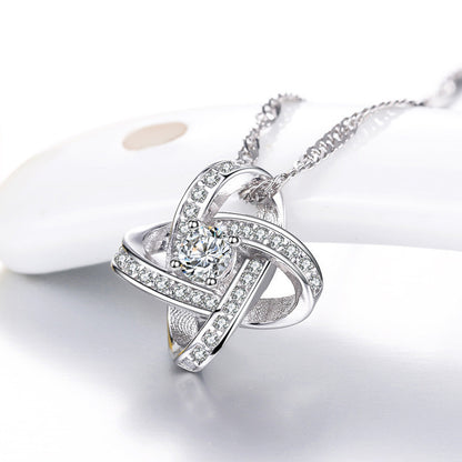 Collier en argent sterling 925 pour femme, pendentif cœur éternel, mosaïque de zircons, cadeau