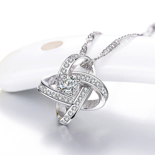 Collier en argent sterling 925 pour femme, pendentif cœur éternel, mosaïque de zircons, cadeau - LUXARAH