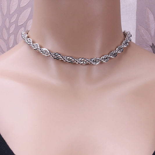 Collier ras du cou en corde torsadée en métal gothique IngeSight.Z, simple et minimaliste, court, pour clavicule