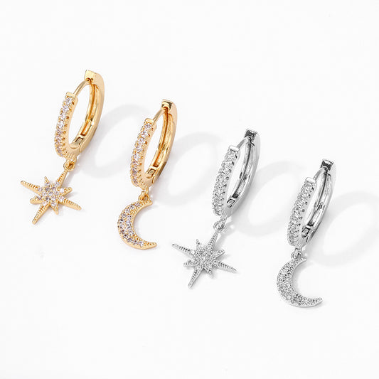 Boucles d'oreilles asymétriques Fashion Star Moon