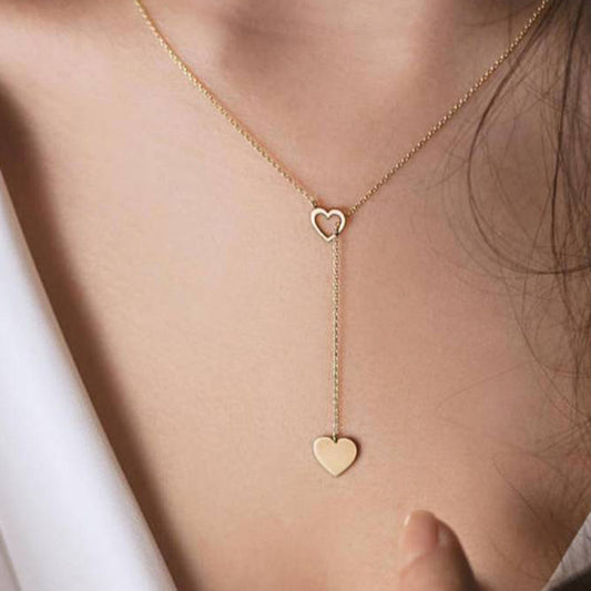 Colliers longs en forme de cœur pour femmes, design simple, élégants, en acier inoxydable, cadeau de fête