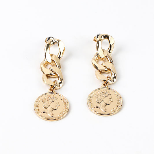 Boucles d'oreilles à tige en argent avec chaîne