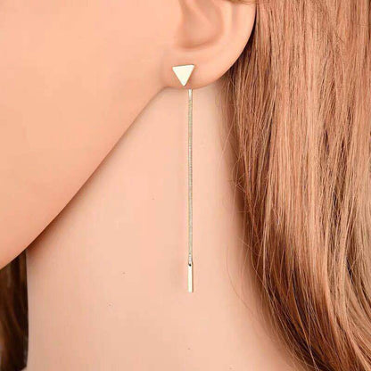 Boucles d'oreilles longues, boucles d'oreilles à pompons pour femmes, boucles d'oreilles triangulaires, petites boucles d'oreilles