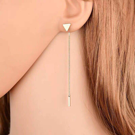 Boucles d'oreilles longues, boucles d'oreilles à pompons pour femmes, boucles d'oreilles triangulaires, petites boucles d'oreilles