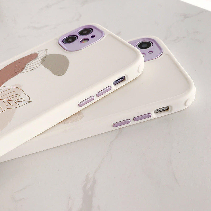 Compatible avec, Compatible avec, Coque de téléphone à motif de feuille vintage et fleur, coque arrière souple antichoc