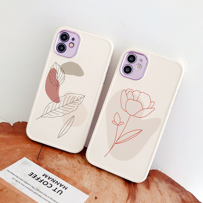 Compatible avec, Compatible avec, Coque de téléphone à motif de feuille vintage et fleur, coque arrière souple antichoc