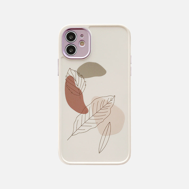Compatible avec, Compatible avec, Coque de téléphone à motif de feuille vintage et fleur, coque arrière souple antichoc