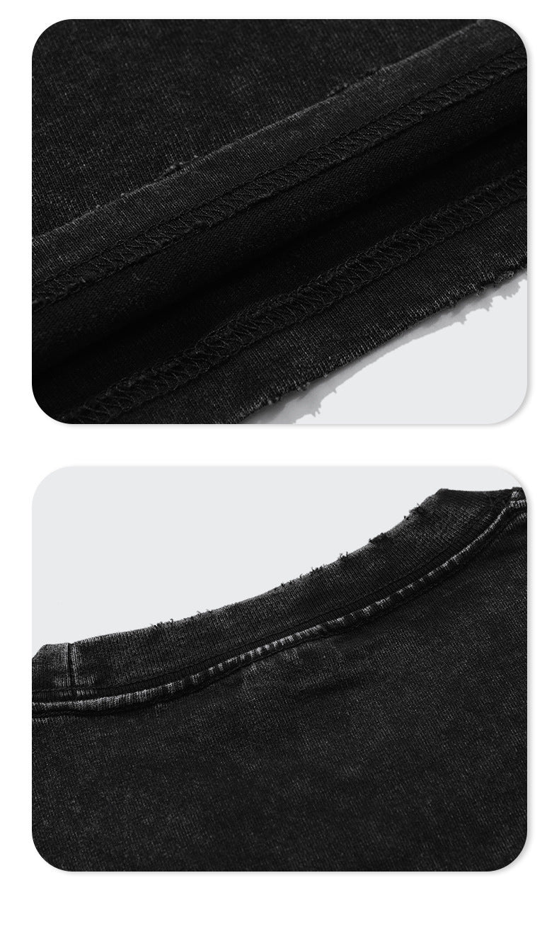 T-shirt ample en coton pour homme, imprimé caries à jet d'encre foncé, surdimensionné - LUXARAH