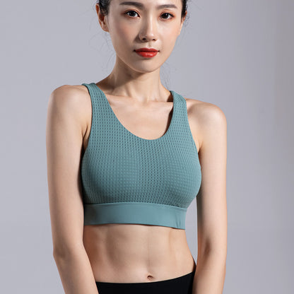 Soutien-gorge de yoga et de fitness tout-en-un, style gilet antichoc, froncé et galbant - LUXARAH