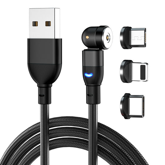 Câble de données, 540 degrés aspiration aveugle, câble de charge magnétique rond, câble magnétique courbé trois en un