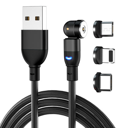 Câble de données, 540 degrés aspiration aveugle, câble de charge magnétique rond, câble magnétique courbé trois en un