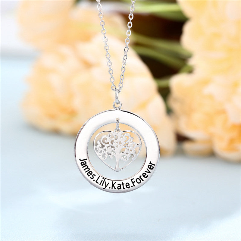 Colliers et pendentifs personnalisés gravés avec arbre de vie