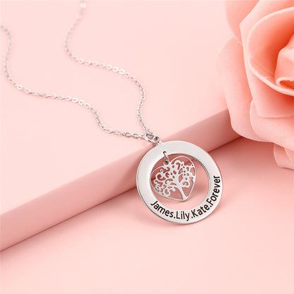 Colliers et pendentifs personnalisés gravés avec arbre de vie