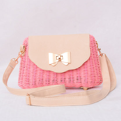 Sac en rotin à fermoir papillon pour femme