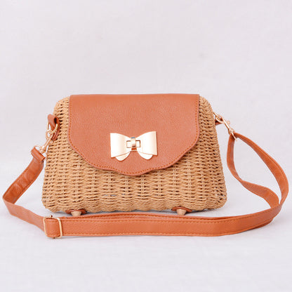 Sac en rotin à fermoir papillon pour femme