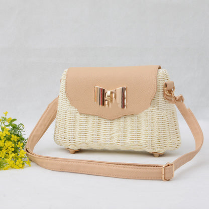 Sac en rotin à fermoir papillon pour femme