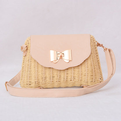 Sac en rotin à fermoir papillon pour femme