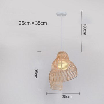 Suspension en rotin escargot, lampe suspendue vintage créative, d'Asie du Sud-Est, luminaire en osier pour salle de lecture - LUXARAH