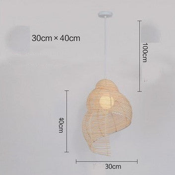 Suspension en rotin escargot, lampe suspendue vintage créative, d'Asie du Sud-Est, luminaire en osier pour salle de lecture - LUXARAH