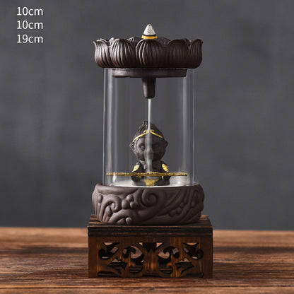 Brûleur d'encens à refoulement, couverture anti-vent, brûleur d'encens en bois de santal, Le Grand Sage rend le Zen
