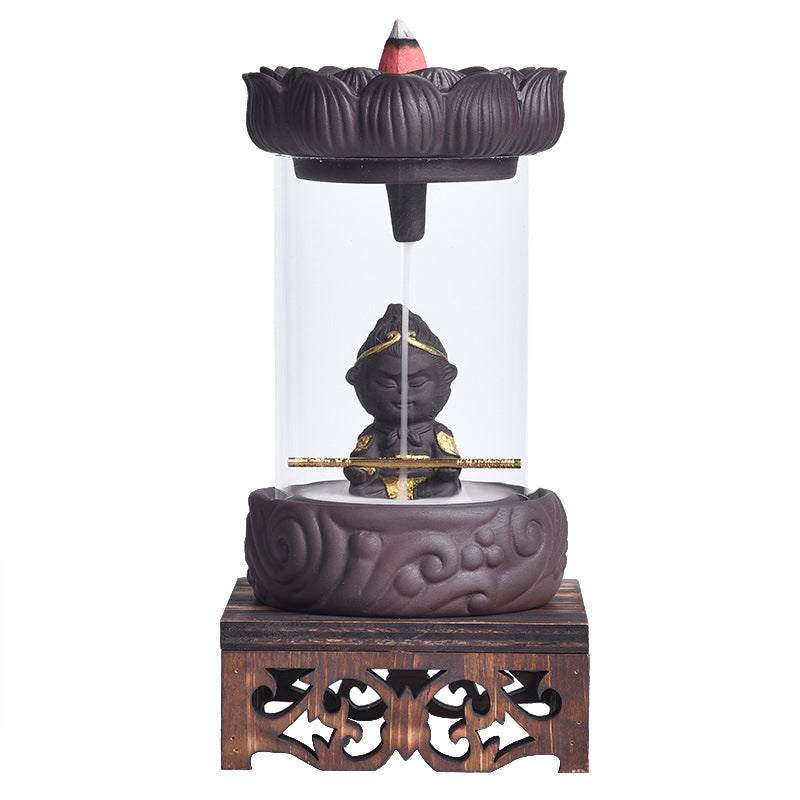 Brûleur d'encens à refoulement, couverture anti-vent, brûleur d'encens en bois de santal, Le Grand Sage rend le Zen
