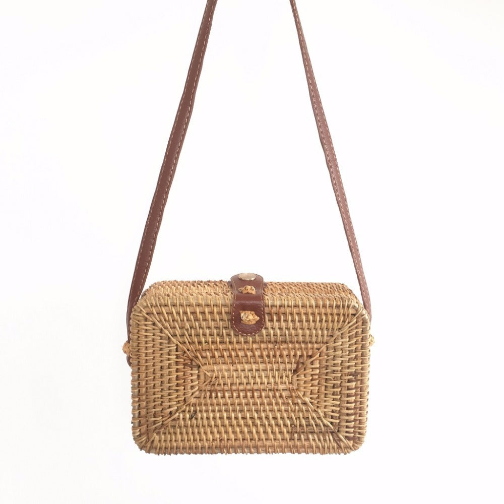 Sac carré en rotin tissé à la main - LUXARAH