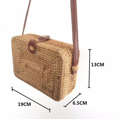 Sac carré en rotin tissé à la main - LUXARAH