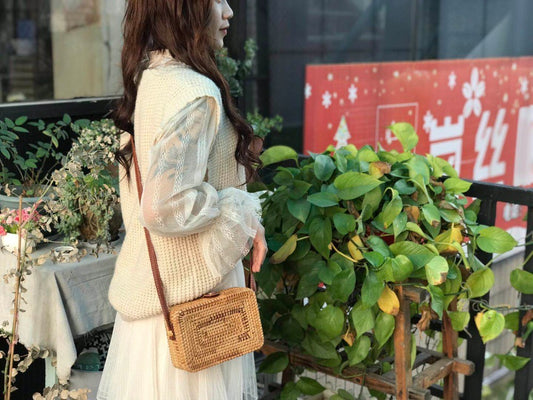 Sac carré en rotin tissé à la main - LUXARAH
