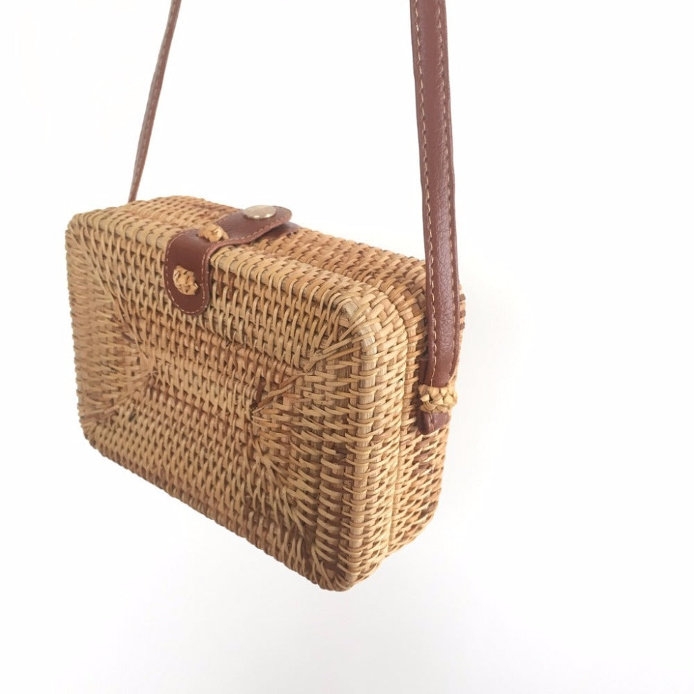 Sac carré en rotin tissé à la main - LUXARAH