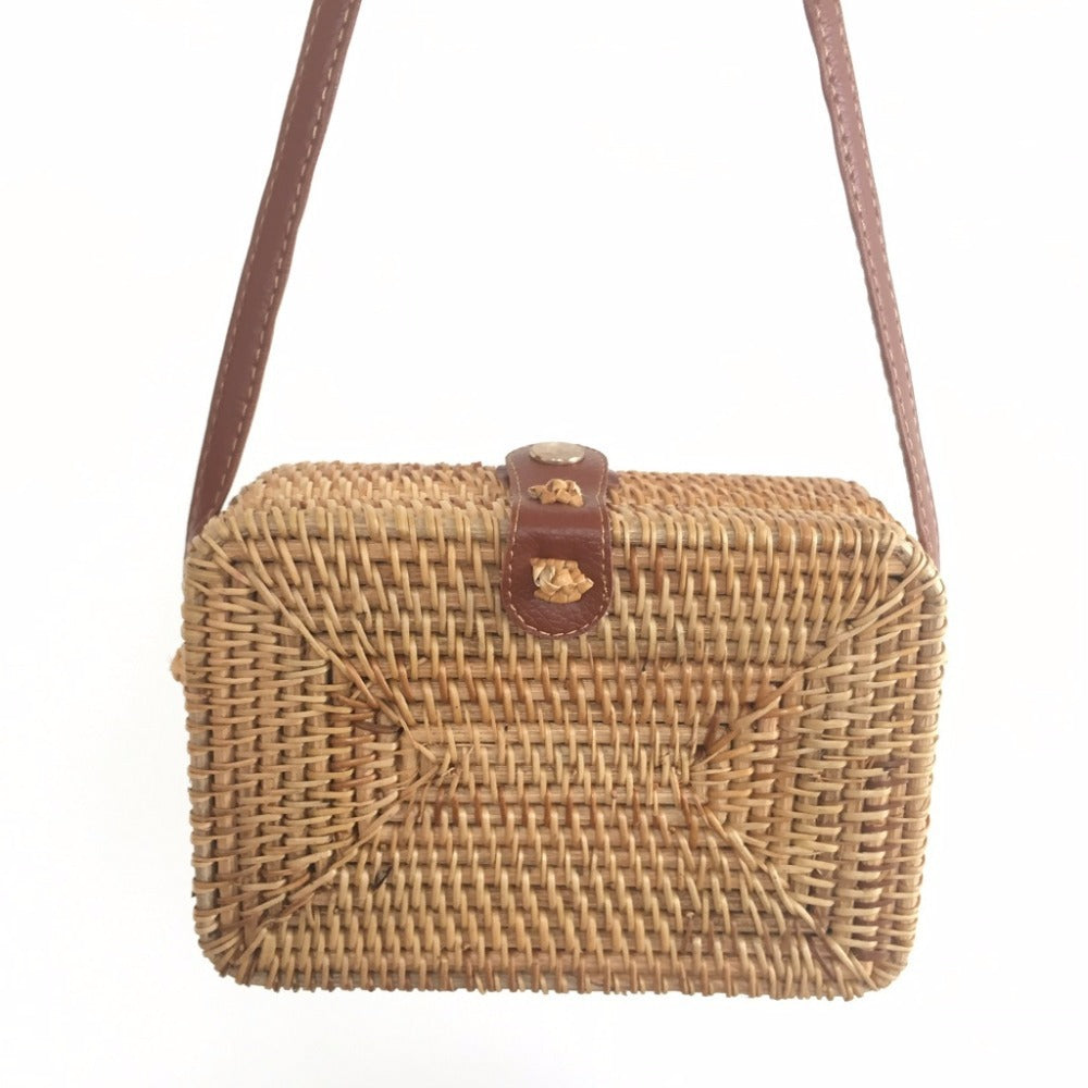 Sac carré en rotin tissé à la main - LUXARAH
