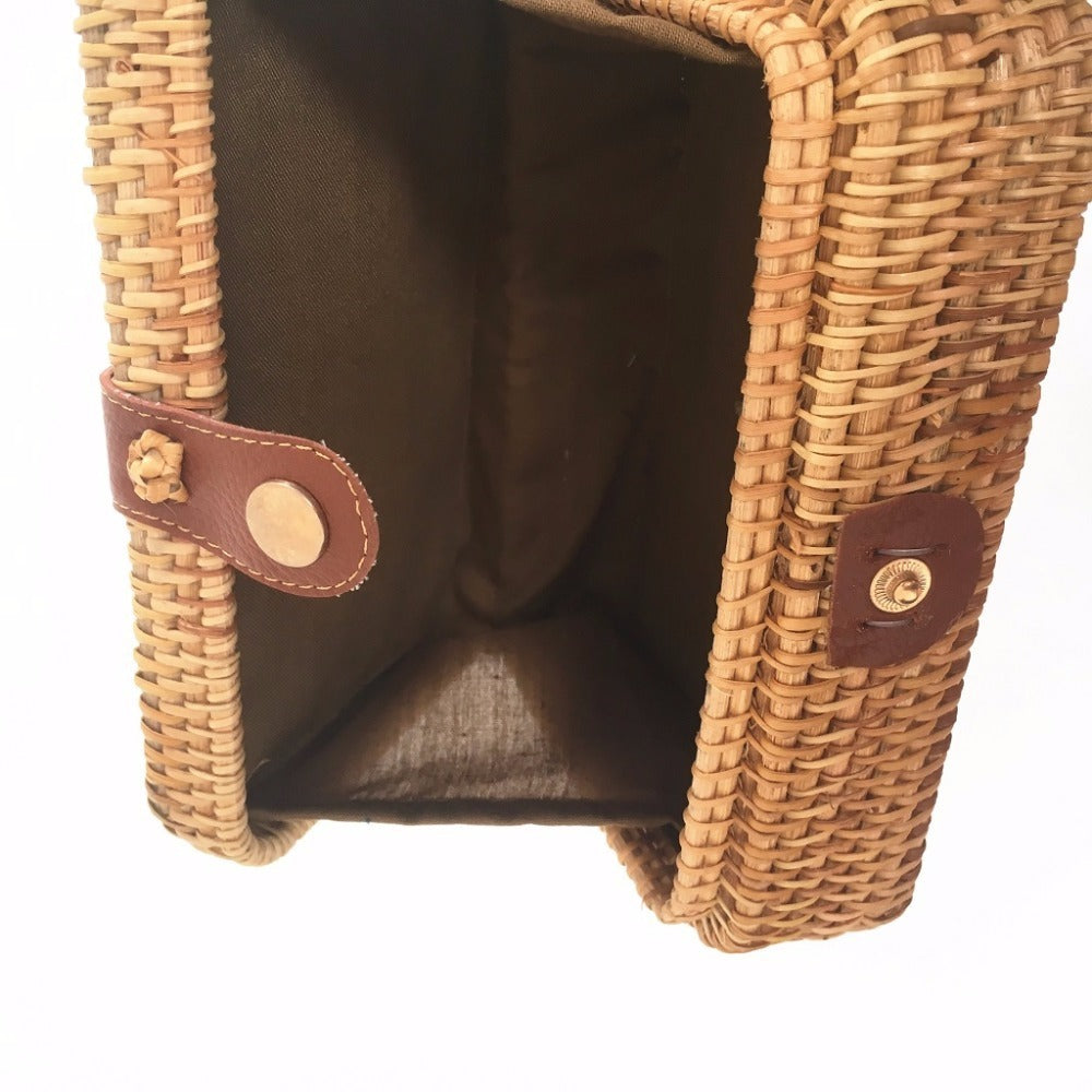 Sac carré en rotin tissé à la main - LUXARAH