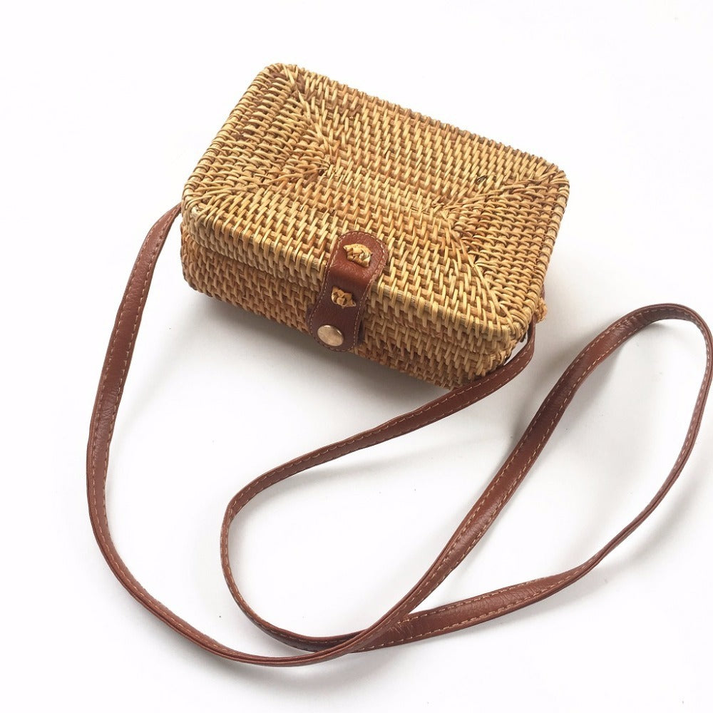 Sac carré en rotin tissé à la main - LUXARAH