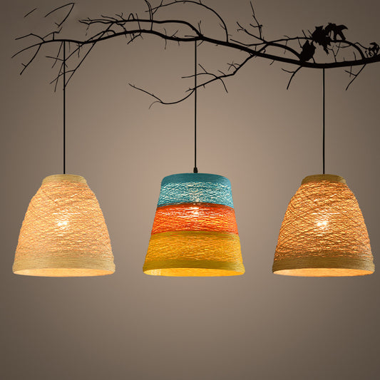 Lampe suspendue en rotin tissée en forme de boule pour café, restaurant, ferme, hot pot, bar