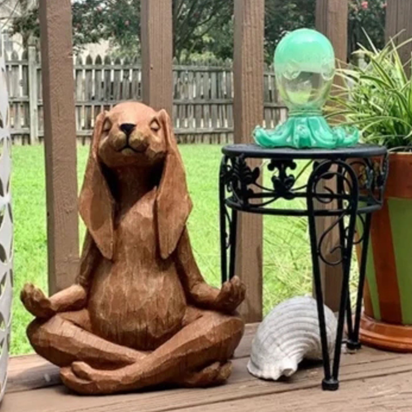 Statue de Bouddha en résine représentant un lapin, style Art déco, idéal pour un espace de yoga