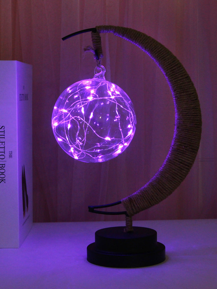 Lampe LED Étoiles, Lune, Veilleuse, Boule, Rotin, Noël
