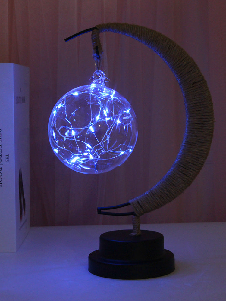 Lampe LED Étoiles, Lune, Veilleuse, Boule, Rotin, Noël