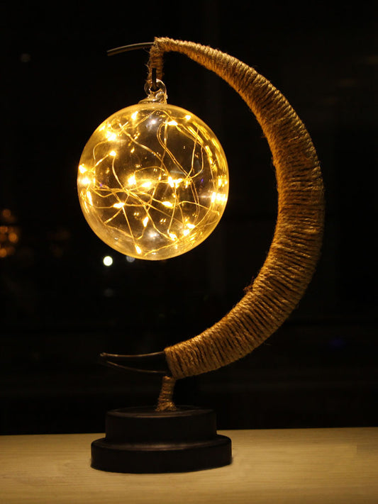 Lampe LED Étoiles, Lune, Veilleuse, Boule, Rotin, Noël