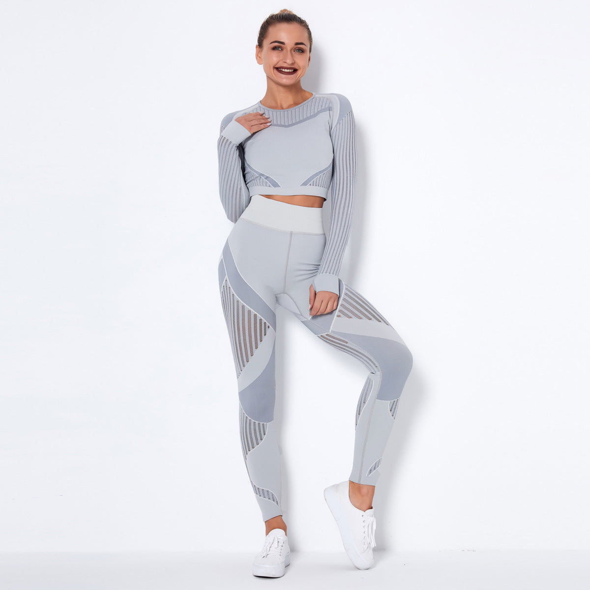 Combinaison de yoga absorbante tricotée sans coutures à manches longues - LUXARAH