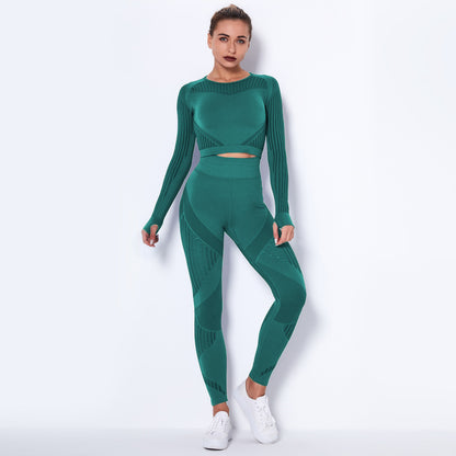 Combinaison de yoga absorbante tricotée sans coutures à manches longues - LUXARAH