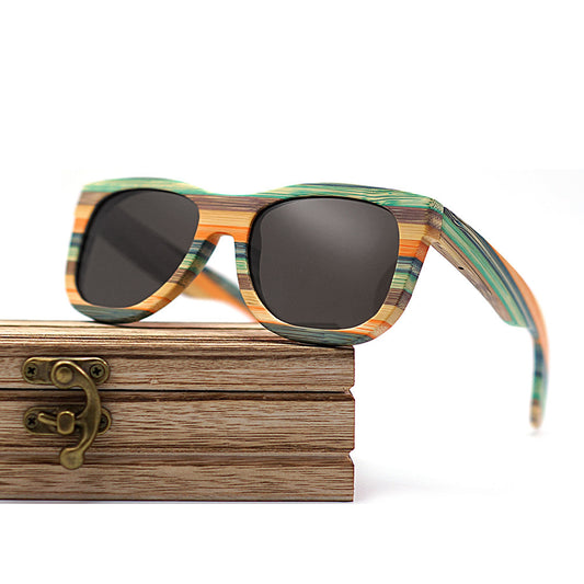 Lunettes de soleil en bambou et bois de couleur bois verres polarisés rétro multicouches en bambou et bois stratifié