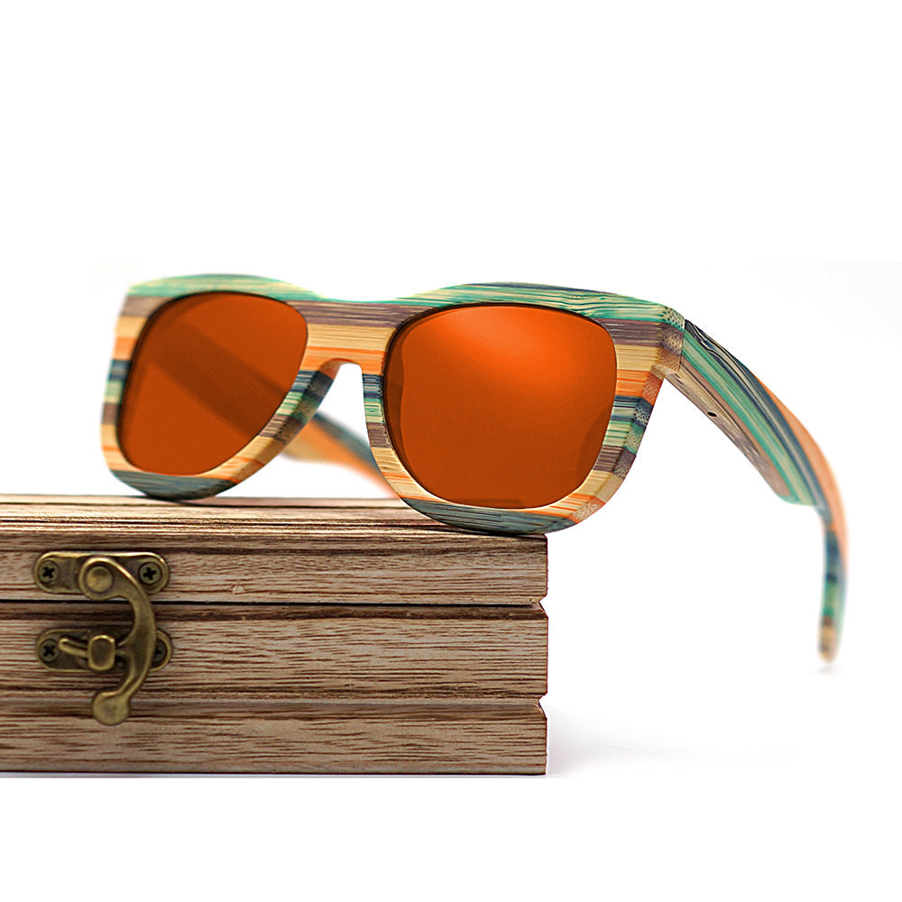 Lunettes de soleil en bambou et bois de couleur bois verres polarisés rétro multicouches en bambou et bois stratifié
