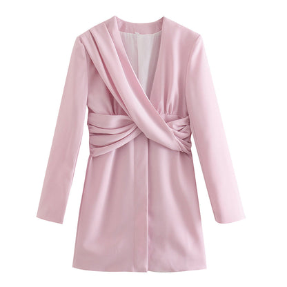 Robes décontractées à col en V, mode, robe cintrée, élégantes, manches longues, mini-robes - LUXARAH