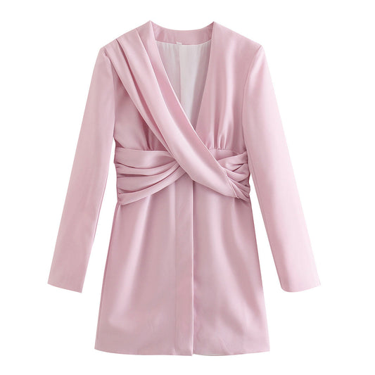 Robes décontractées à col en V, mode, robe cintrée, élégantes, manches longues, mini-robes - LUXARAH