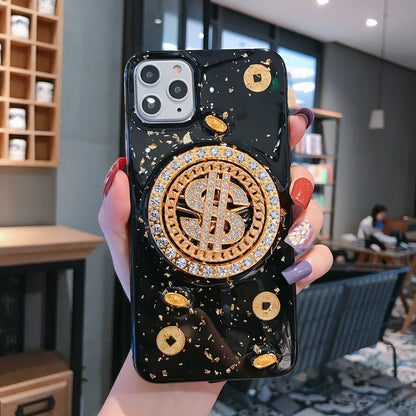 Coque de téléphone 3D Diamond Dollar Turnplate de luxe