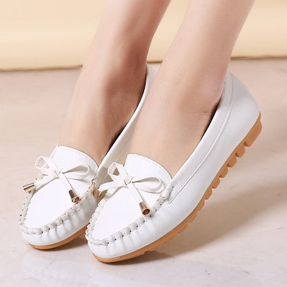 Escarpins à talons plats, simples, plates pour femmes, à pois pour étudiantes - LUXARAH