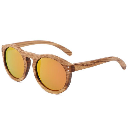 Lunettes de soleil polarisées à monture ronde en bois de bambou