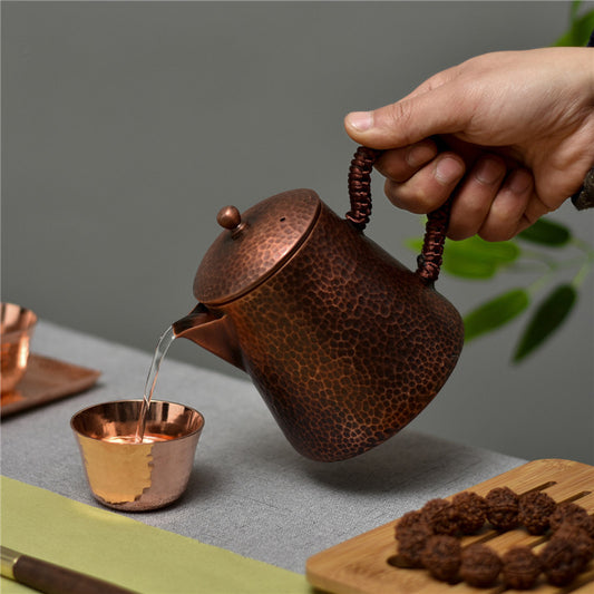 Petite théière en cuivre faite à la main, théière en cuivre pur